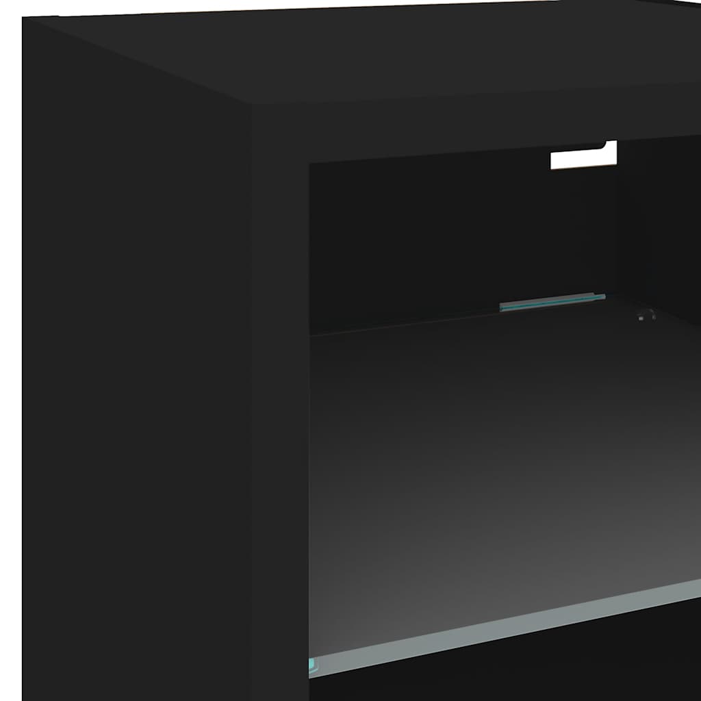 vidaXL Ścienna szafka TV z LED, czarna, 30x28,5x30 cm