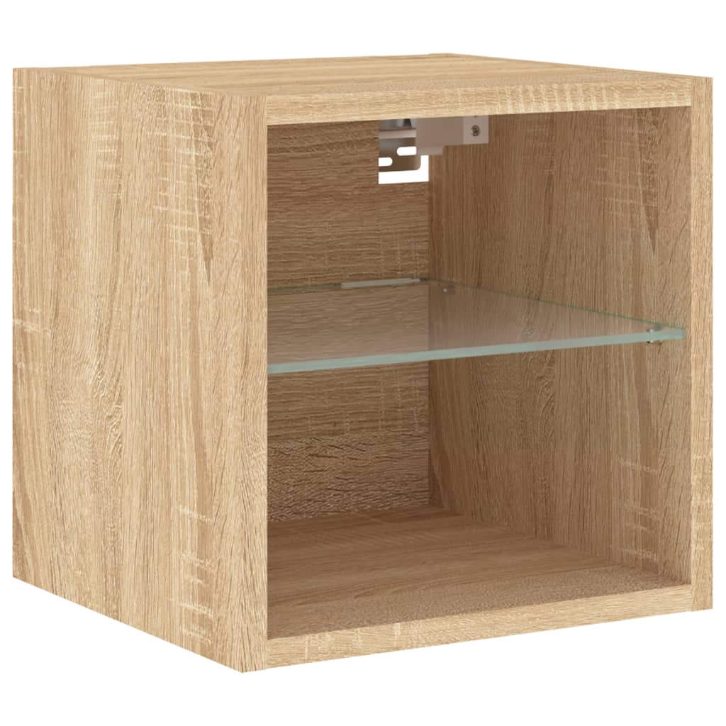 vidaXL Ścienne szafki TV z LED, 2 szt., dąb sonoma, 30x28,5x30 cm