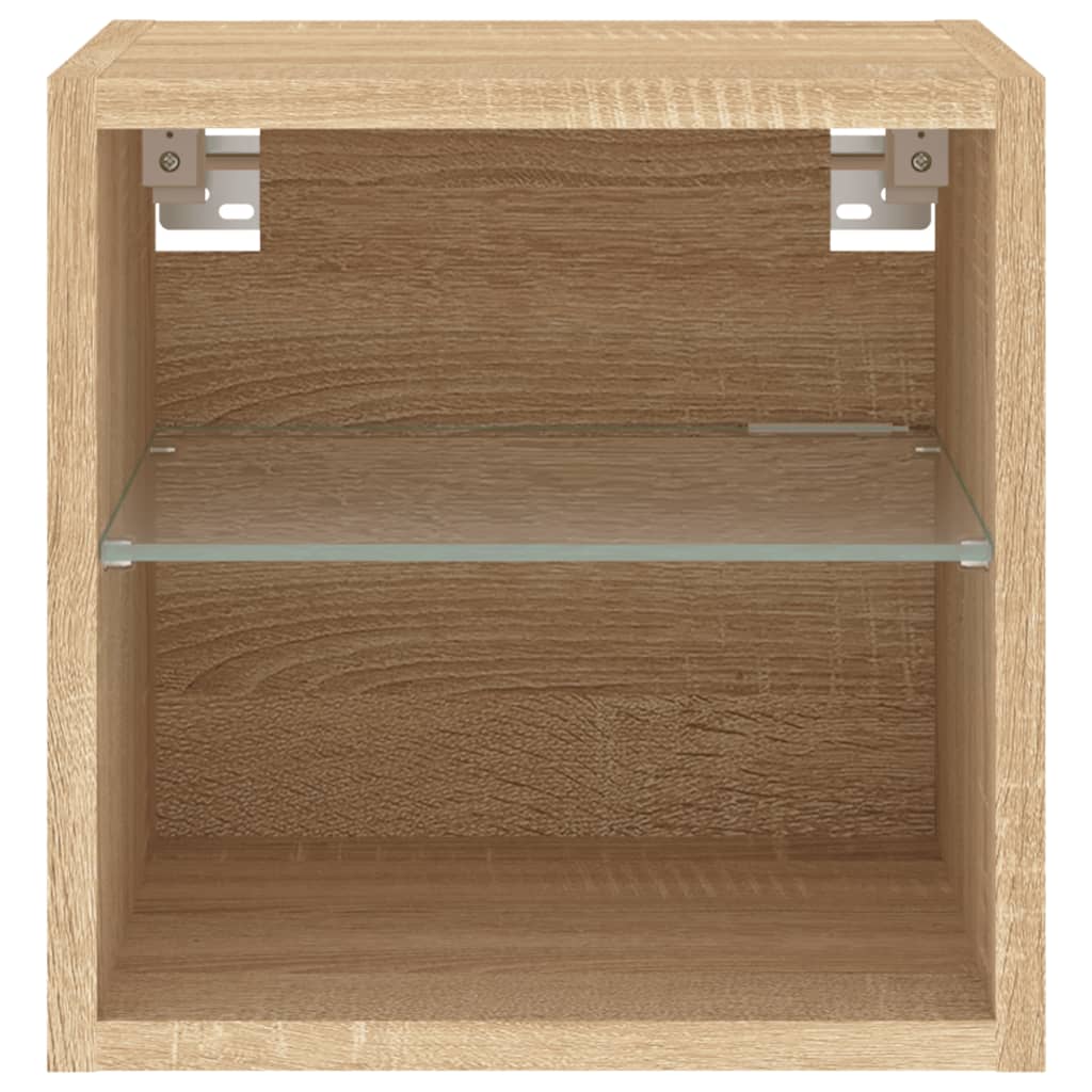 vidaXL Ścienne szafki TV z LED, 2 szt., dąb sonoma, 30x28,5x30 cm