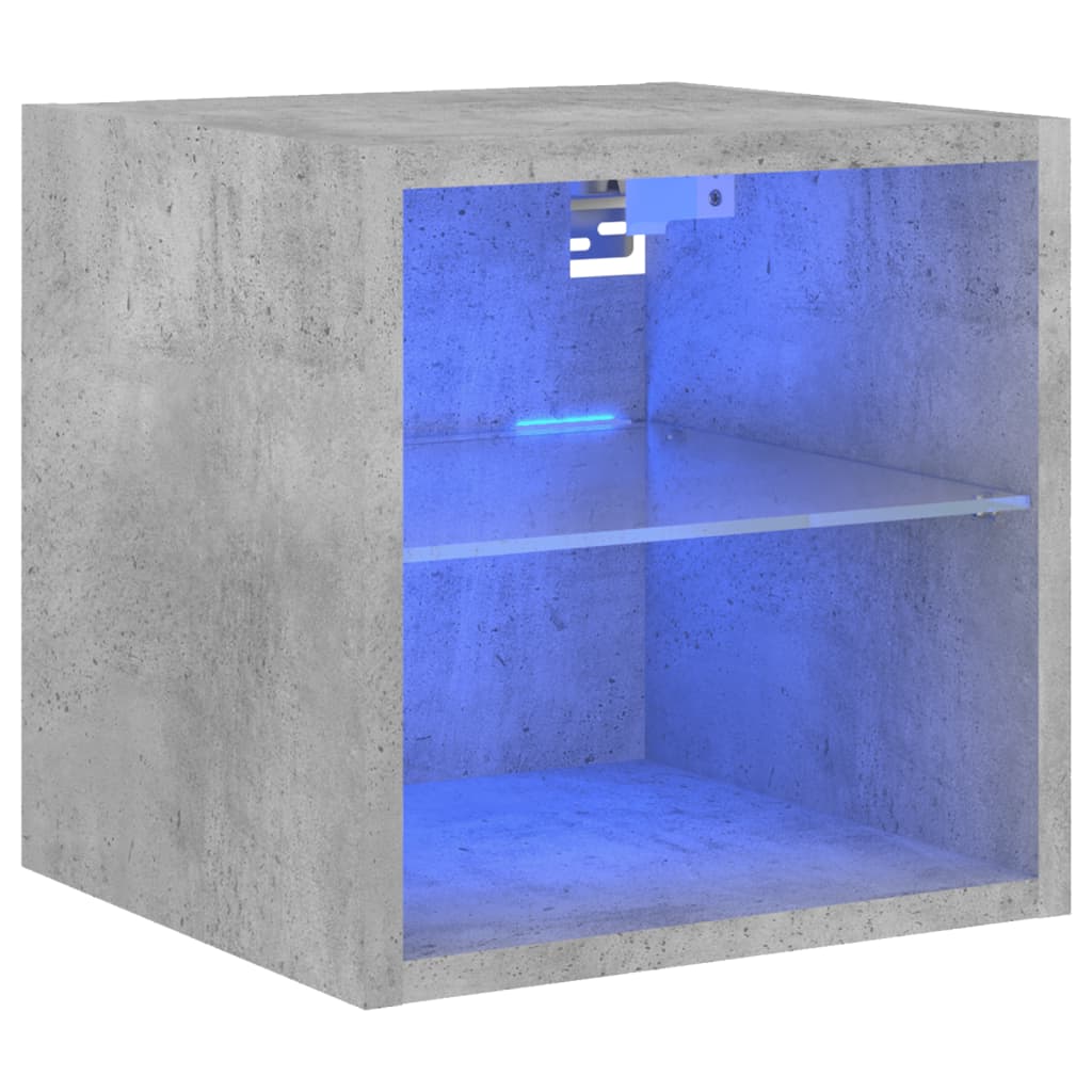 vidaXL Ścienna szafka TV z LED, szarość betonu, 30x28,5x30 cm