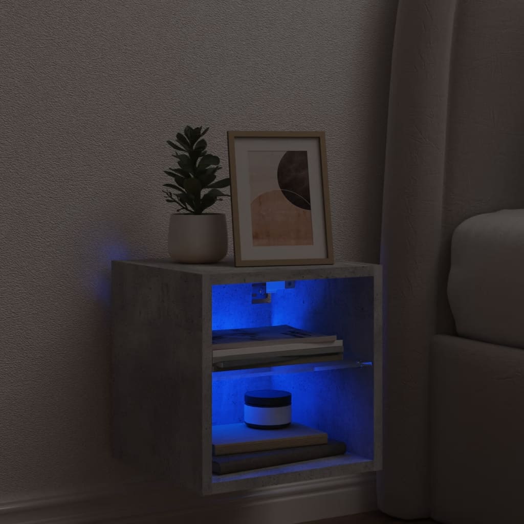 vidaXL Ścienna szafka TV z LED, szarość betonu, 30x28,5x30 cm