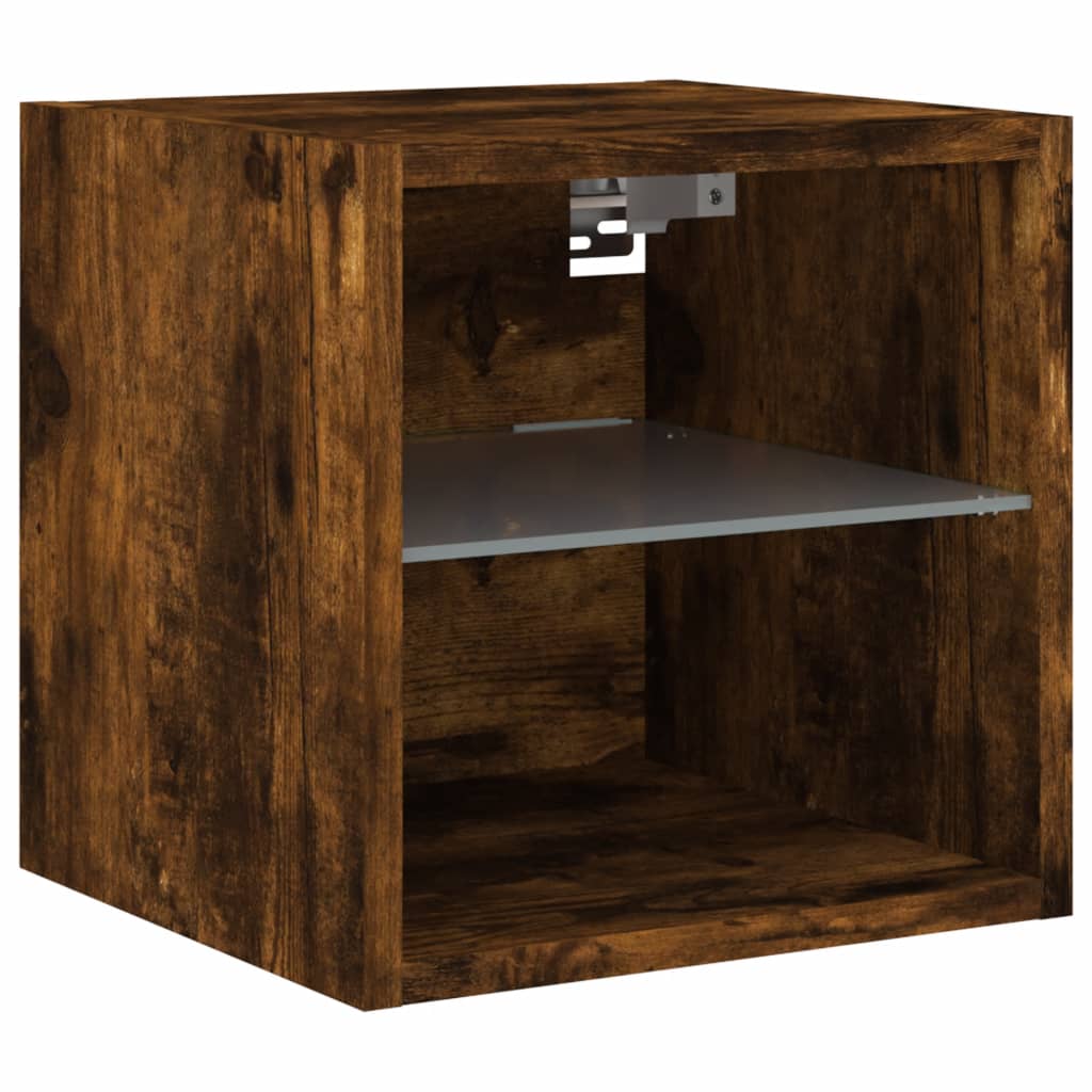 vidaXL Ścienna szafka TV z LED, przydymiony dąb, 30x28,5x30 cm