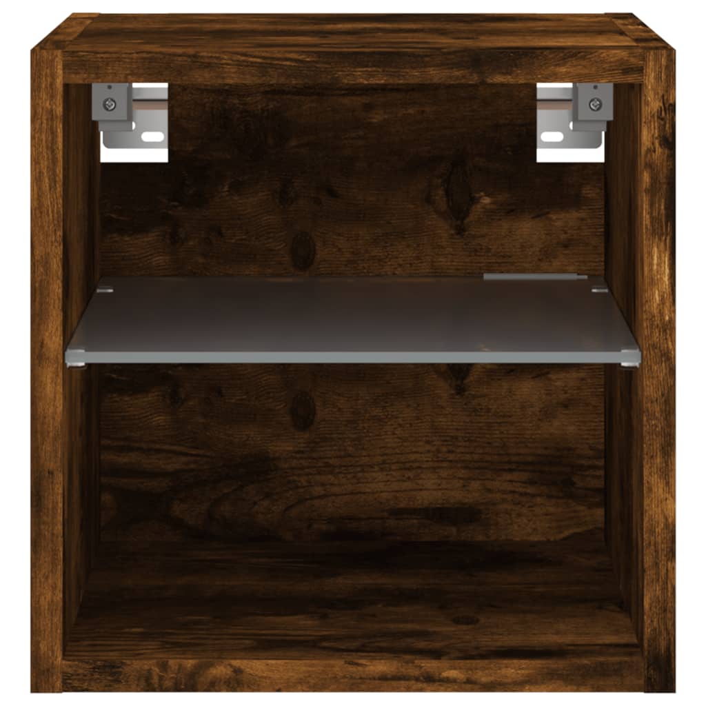 vidaXL Ścienna szafka TV z LED, przydymiony dąb, 30x28,5x30 cm