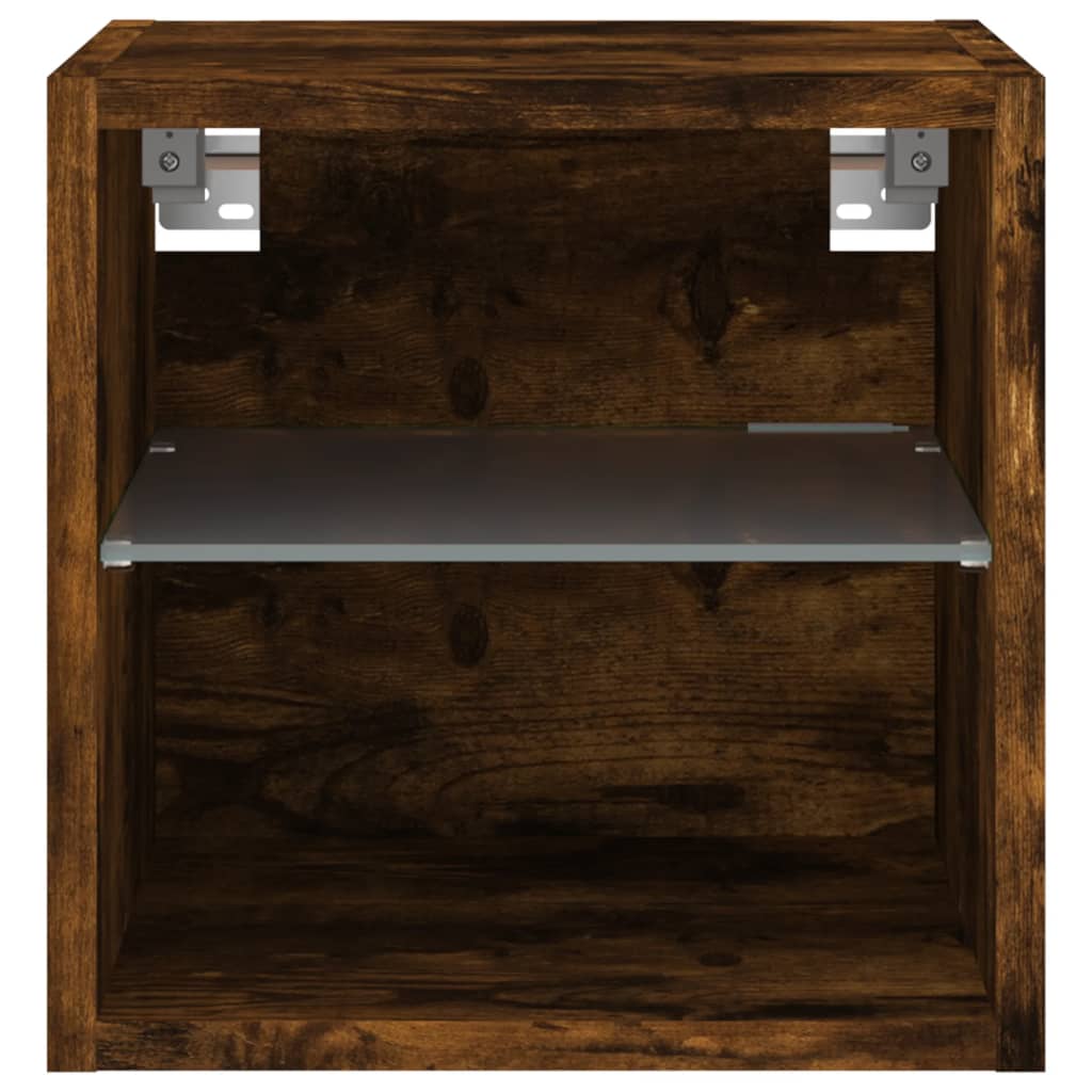 vidaXL Ścienne szafki TV z LED, 2 szt., przydymiony dąb, 30x28,5x30 cm