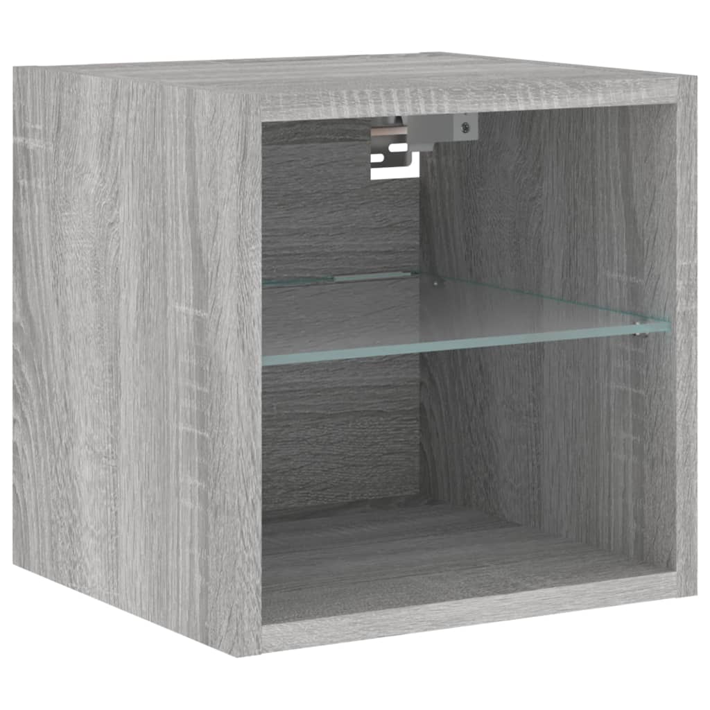 vidaXL Ścienna szafka TV z LED, szary dąb sonoma, 30x28,5x30 cm