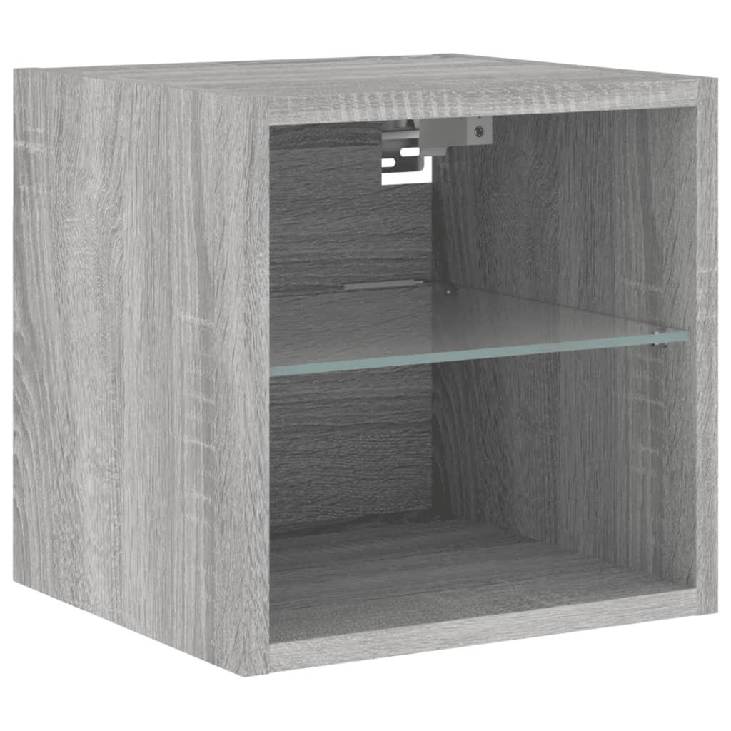 vidaXL Ścienne szafki TV z LED, 2 szt., szary dąb sonoma, 30x28,5x30cm
