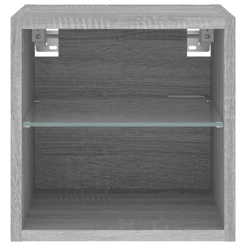 vidaXL Ścienne szafki TV z LED, 2 szt., szary dąb sonoma, 30x28,5x30cm
