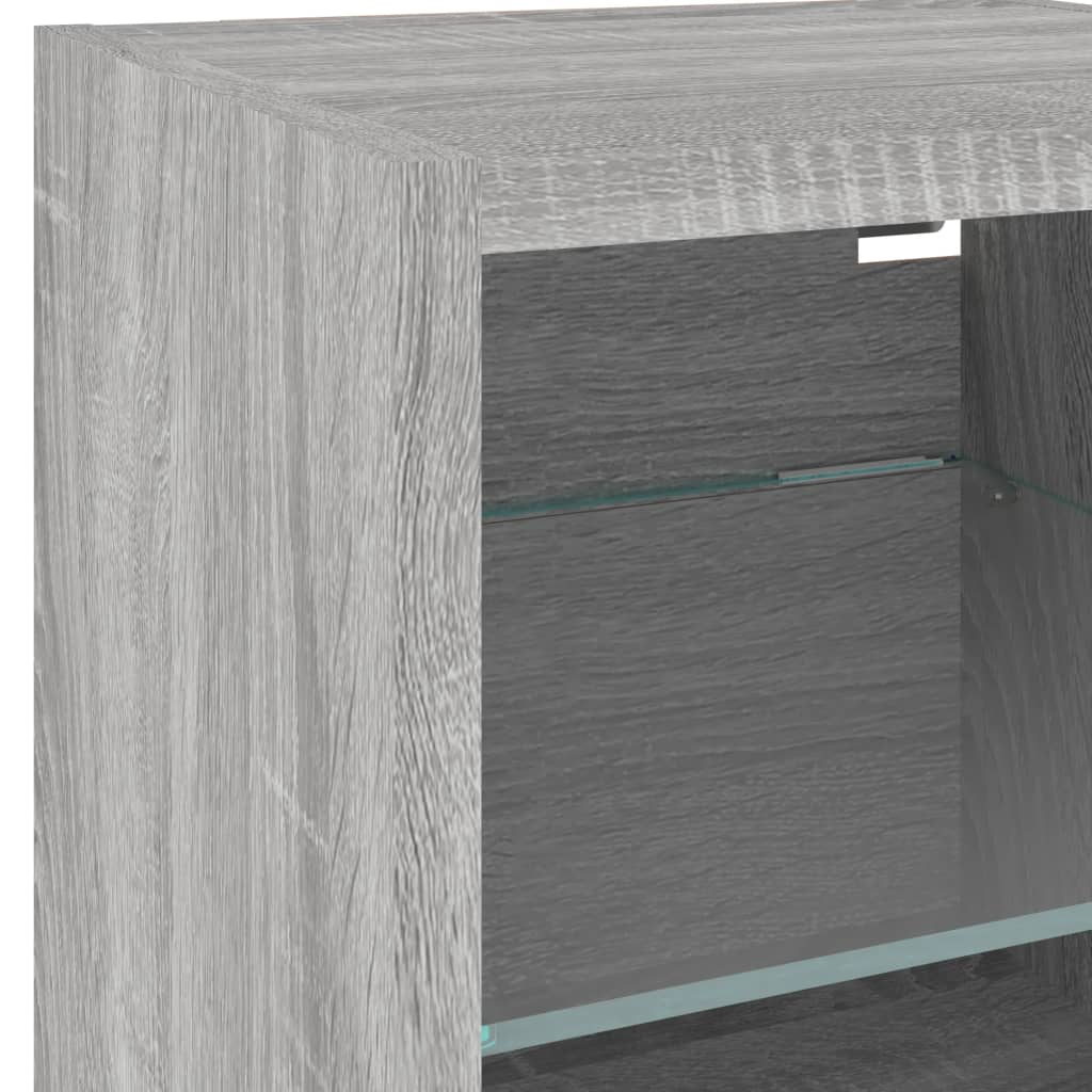 vidaXL Ścienne szafki TV z LED, 2 szt., szary dąb sonoma, 30x28,5x30cm