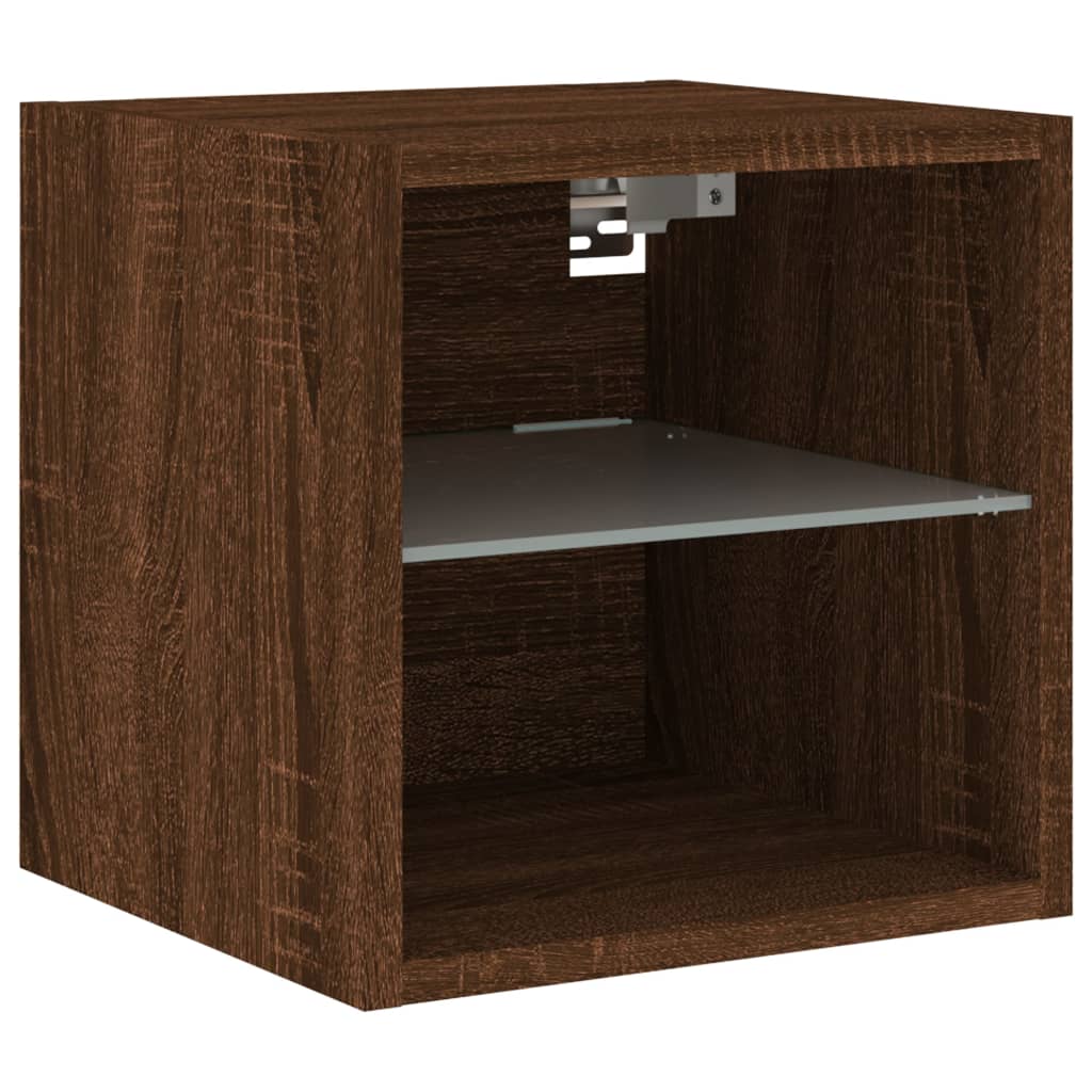 vidaXL Ścienne szafki TV z LED, 2 szt., brązowy dąb, 30x28,5x30 cm