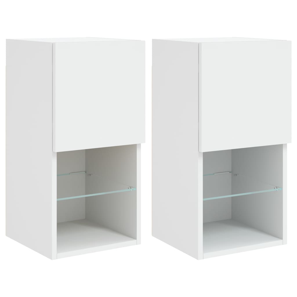 vidaXL Szafki pod telewizor, z LED, 2 szt., białe, 30,5x30x60 cm