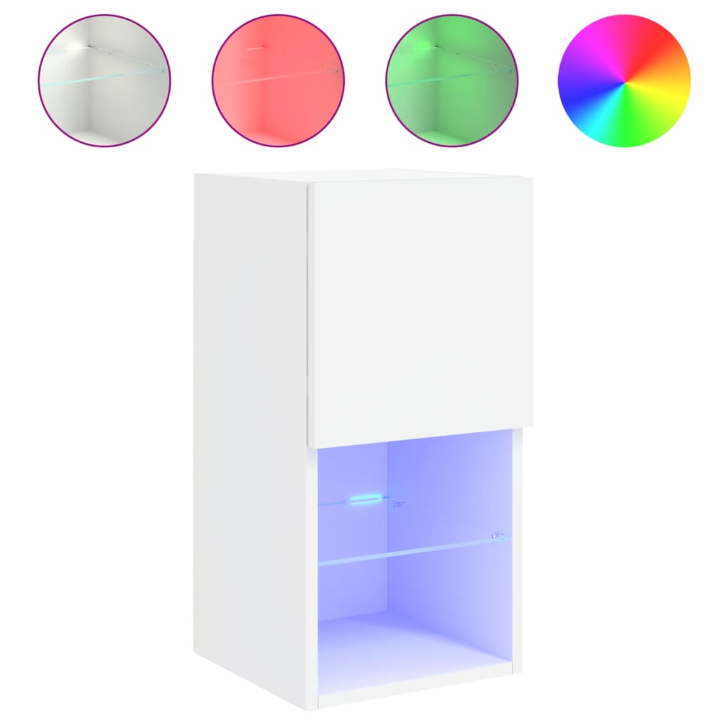vidaXL Szafki pod telewizor, z LED, 2 szt., białe, 30,5x30x60 cm