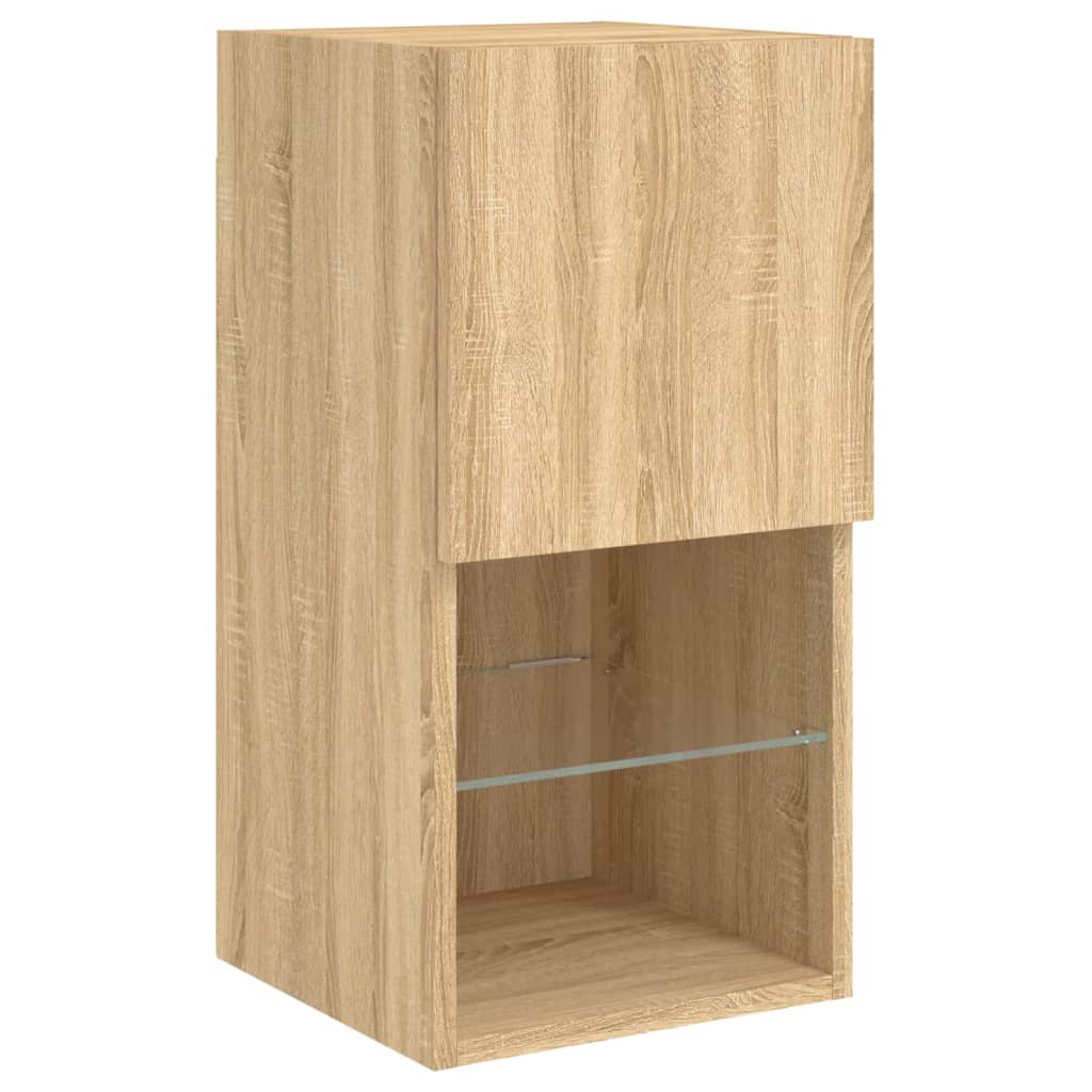vidaXL Szafki TV, z LED, 2 szt., dąb sonoma, 30,5x30x60 cm