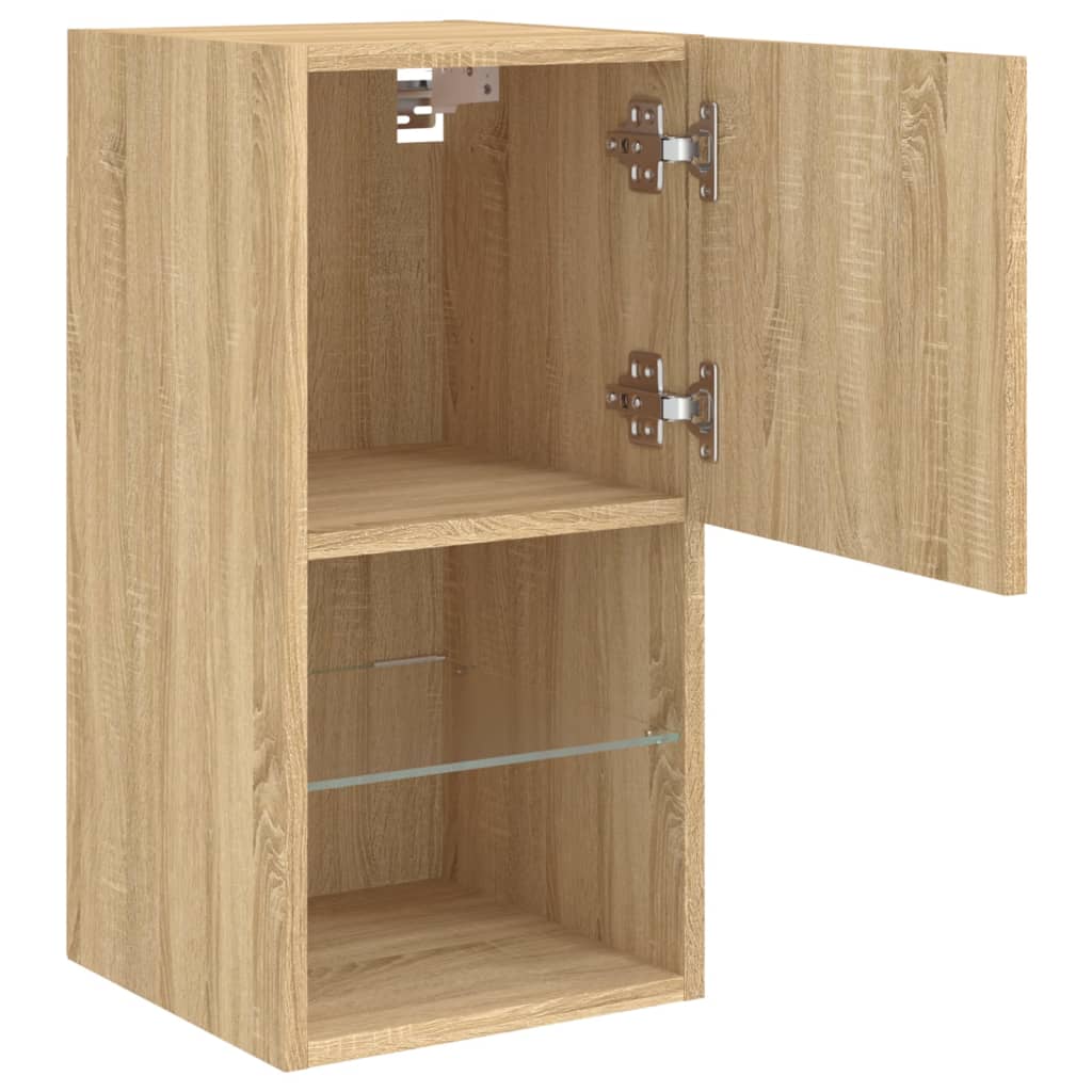 vidaXL Szafki TV, z LED, 2 szt., dąb sonoma, 30,5x30x60 cm