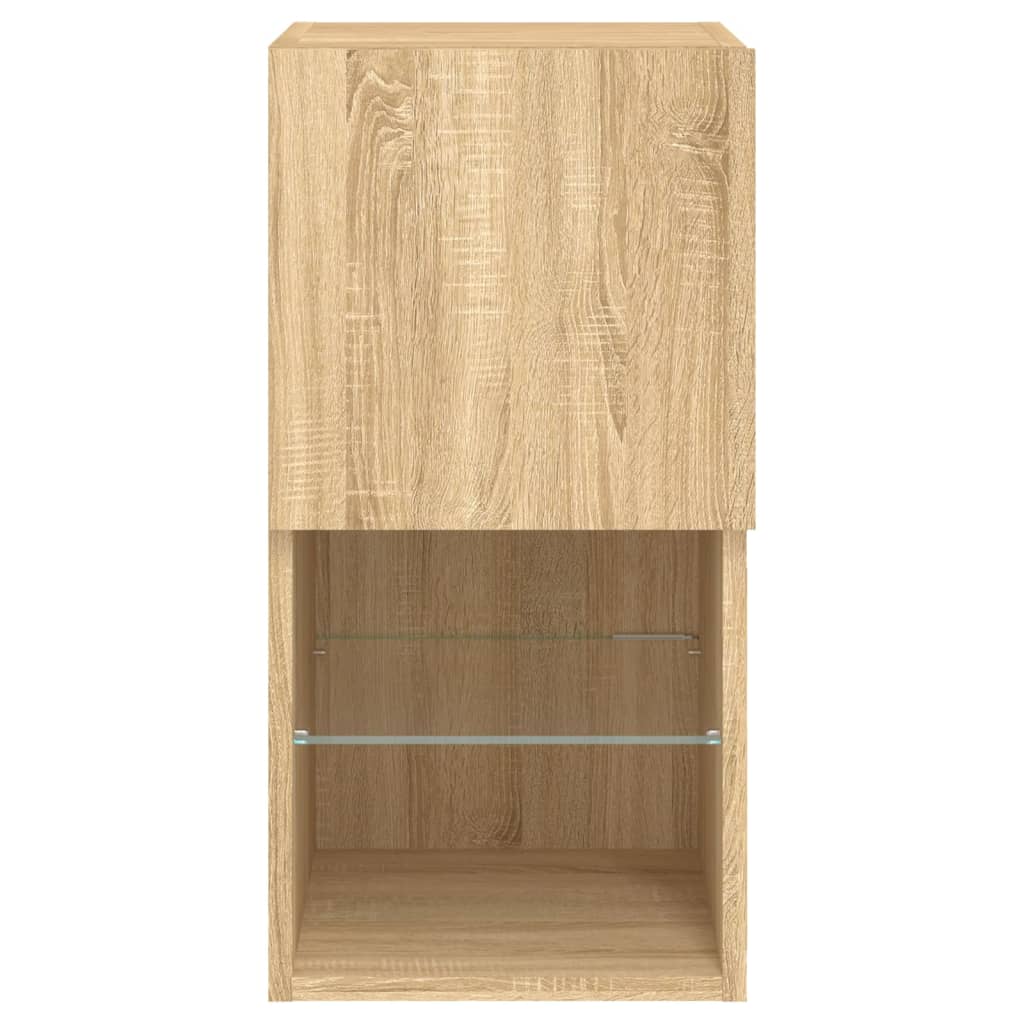 vidaXL Szafki TV, z LED, 2 szt., dąb sonoma, 30,5x30x60 cm