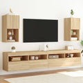 vidaXL Szafki TV, z LED, 2 szt., dąb sonoma, 30,5x30x60 cm