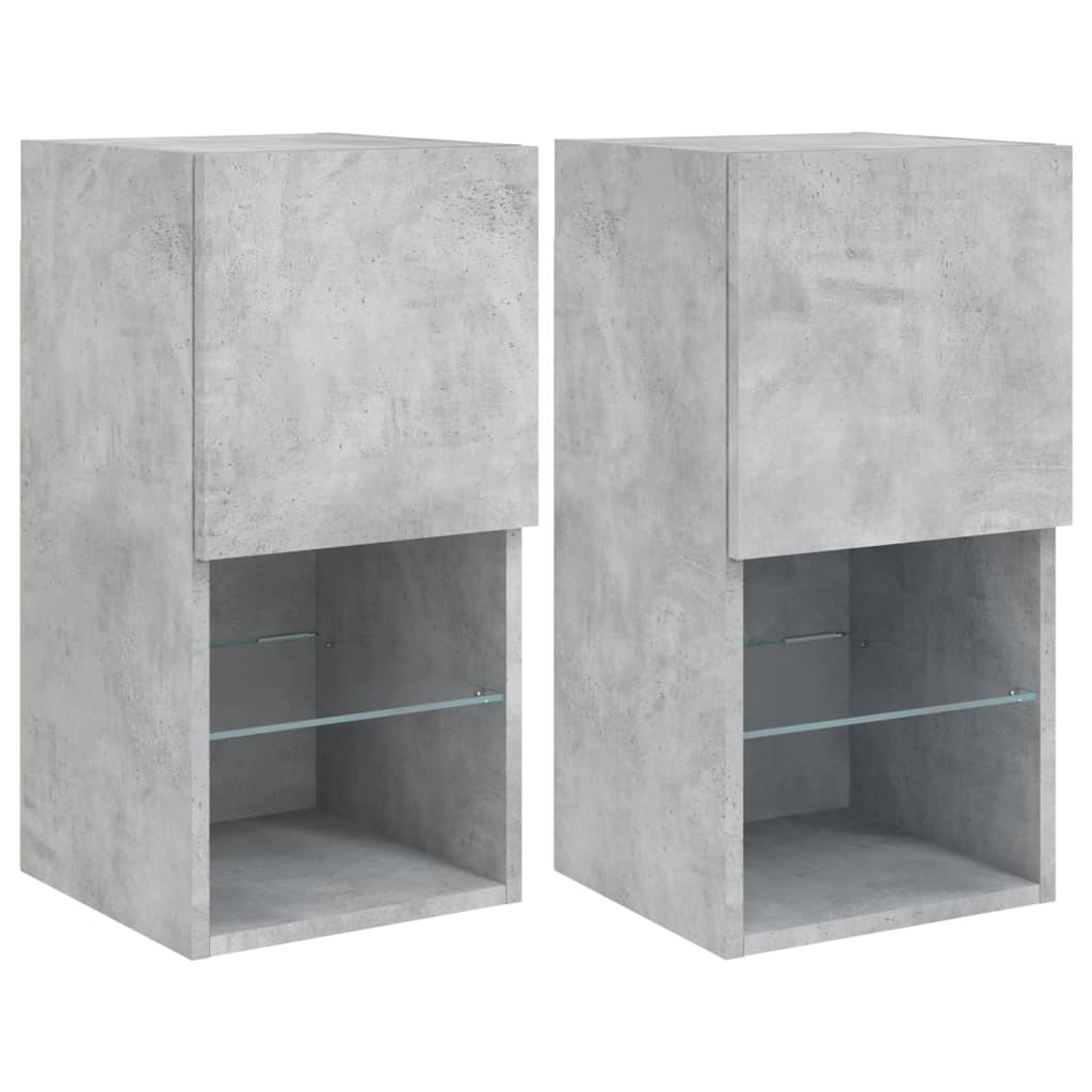 vidaXL Szafki TV, z LED, 2 szt., szarość betonu, 30,5x30x60 cm
