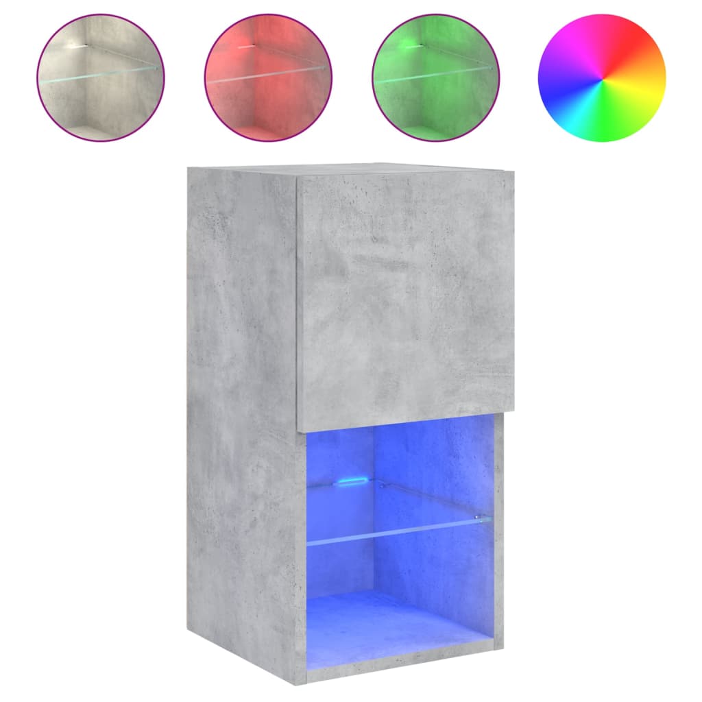 vidaXL Szafki TV, z LED, 2 szt., szarość betonu, 30,5x30x60 cm