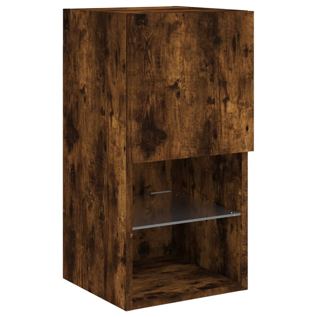 vidaXL Szafki TV, z LED, 2 szt., przydymiony dąb, 30,5x30x60 cm