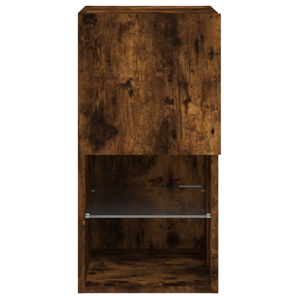 vidaXL Szafki TV, z LED, 2 szt., przydymiony dąb, 30,5x30x60 cm