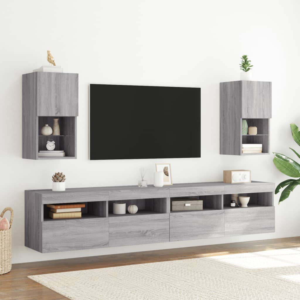 vidaXL Szafka pod telewizor z LED, szary dąb sonoma, 30,5x30x60 cm