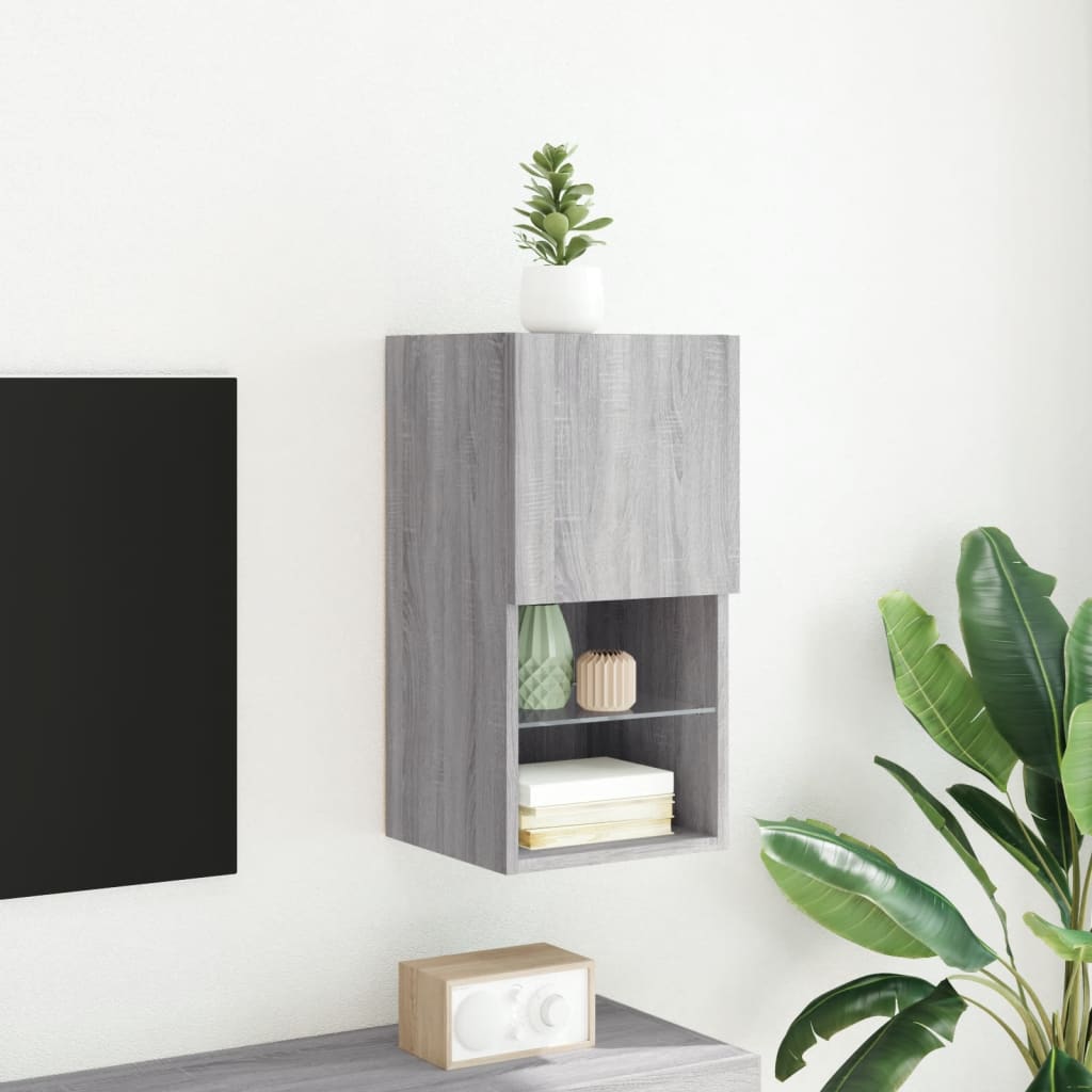 vidaXL Szafka pod telewizor z LED, szary dąb sonoma, 30,5x30x60 cm
