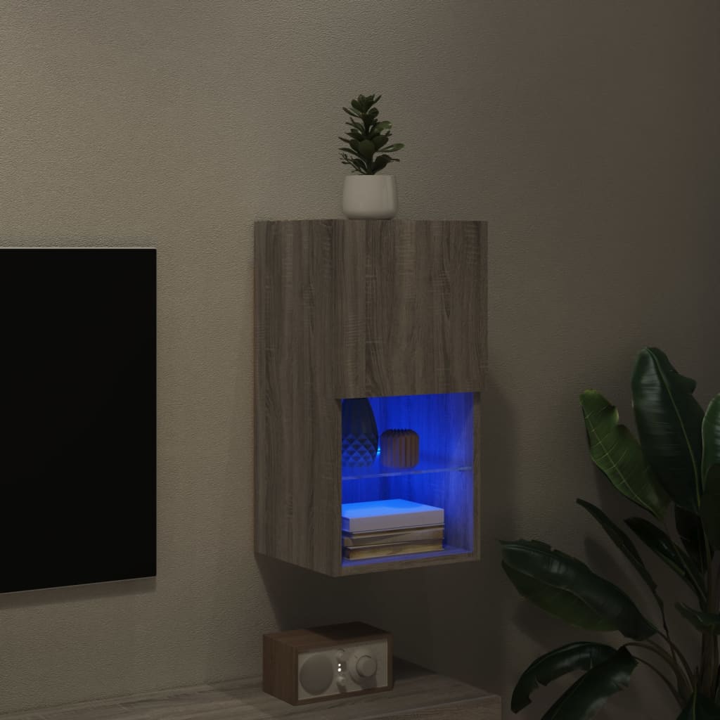 vidaXL Szafka pod telewizor z LED, szary dąb sonoma, 30,5x30x60 cm