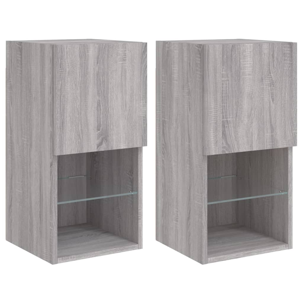 vidaXL Szafki pod TV z LED, 2 szt. szary dąb sonoma, 30,5x30x60 cm