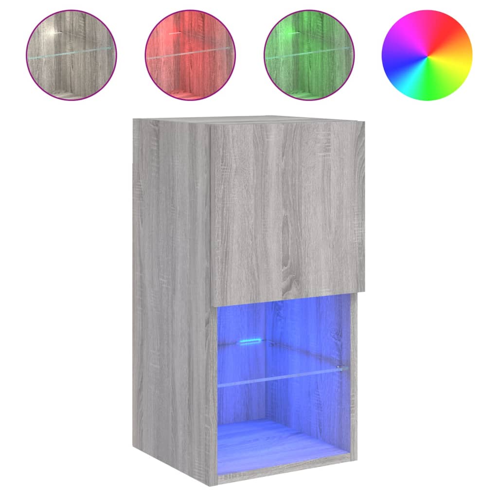 vidaXL Szafki pod TV z LED, 2 szt. szary dąb sonoma, 30,5x30x60 cm