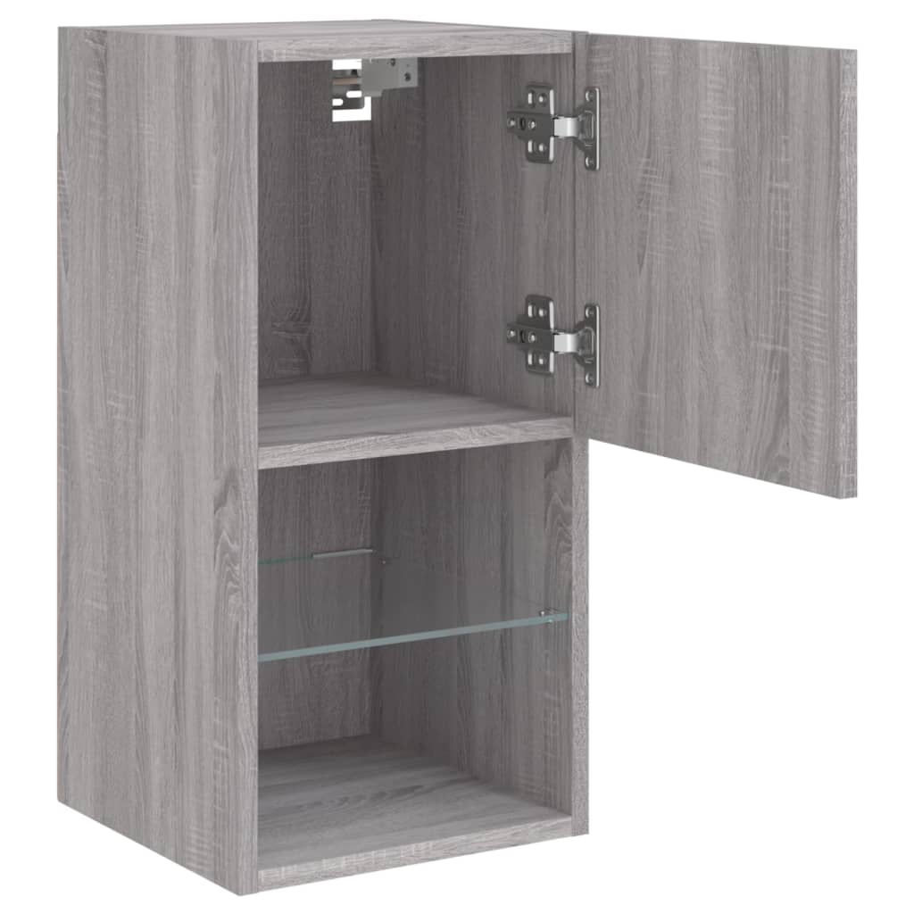 vidaXL Szafki pod TV z LED, 2 szt. szary dąb sonoma, 30,5x30x60 cm