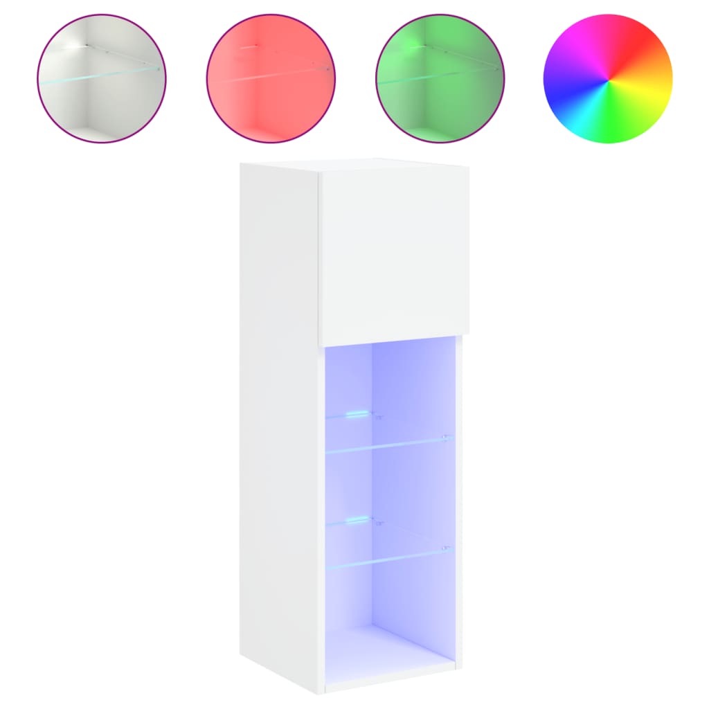 vidaXL Szafka TV, z LED, biała, 30,5x30x90 cm