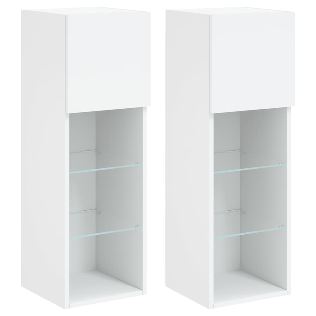 vidaXL Szafki TV, z LED, 2 szt., białe, 30,5x30x90 cm