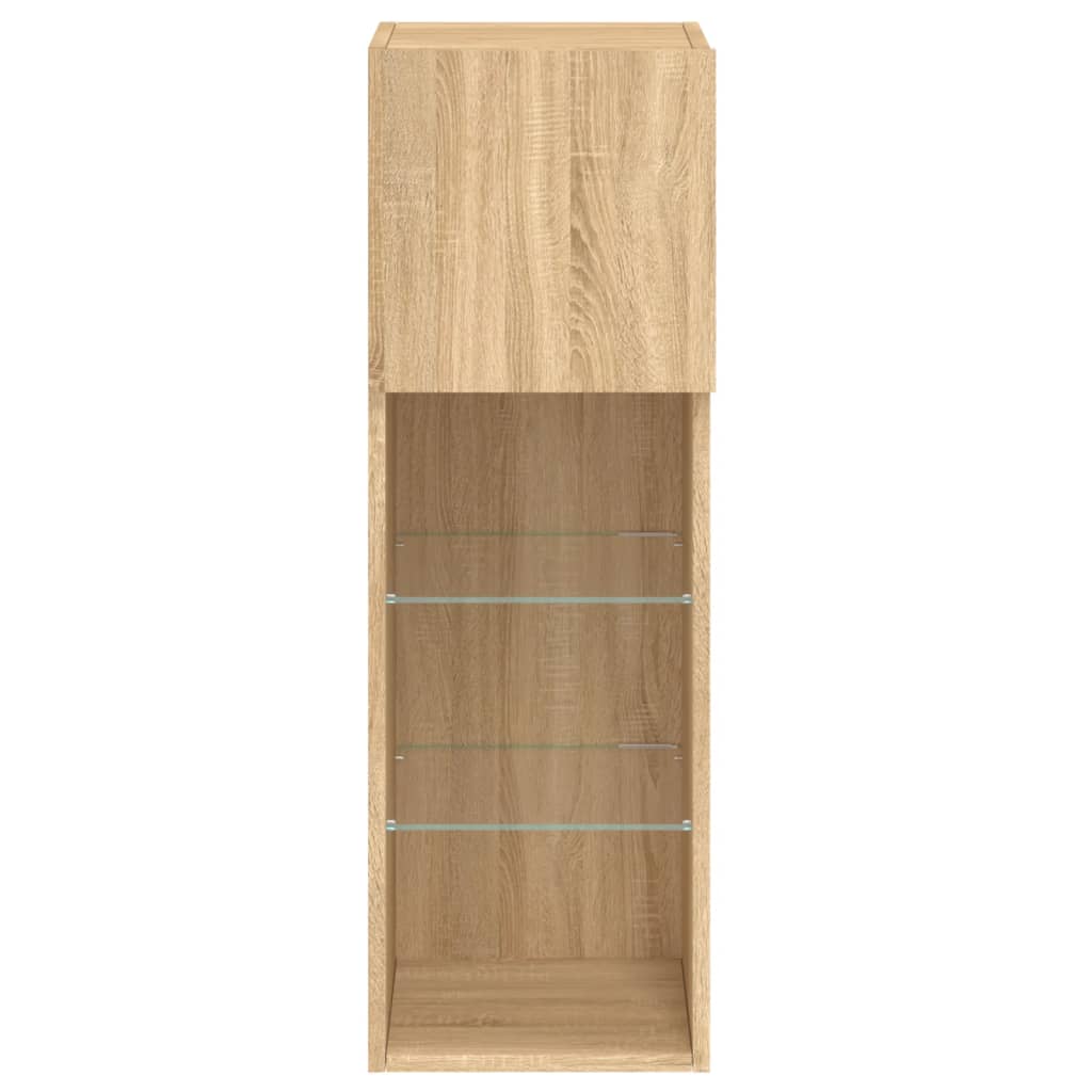 vidaXL Szafka TV, z LED, dąb sonoma, 30,5x30x90 cm