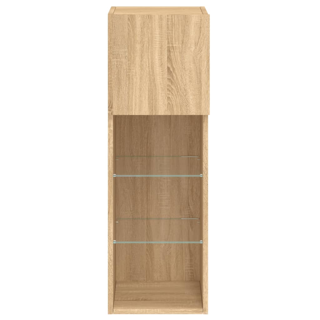 vidaXL Szafki TV, z LED, 2 szt., dąb sonoma, 30,5x30x90 cm