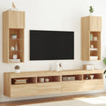 vidaXL Szafki TV, z LED, 2 szt., dąb sonoma, 30,5x30x90 cm