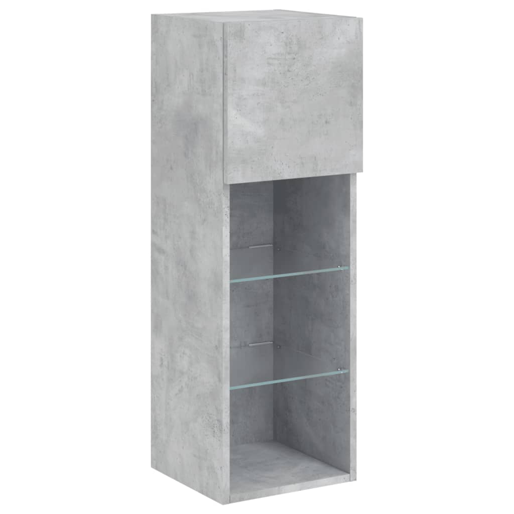 vidaXL Szafki TV, z LED, 2 szt., szarość betonu, 30,5x30x90 cm