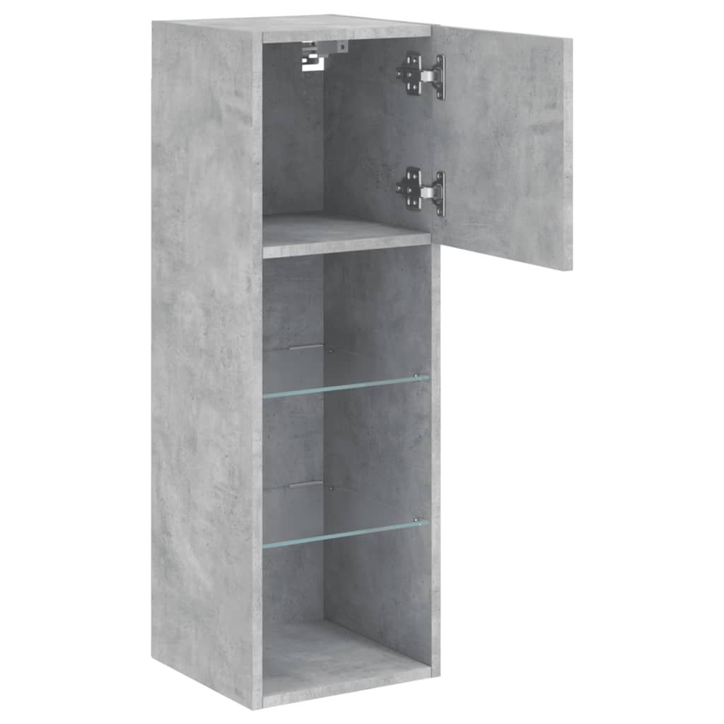 vidaXL Szafki TV, z LED, 2 szt., szarość betonu, 30,5x30x90 cm