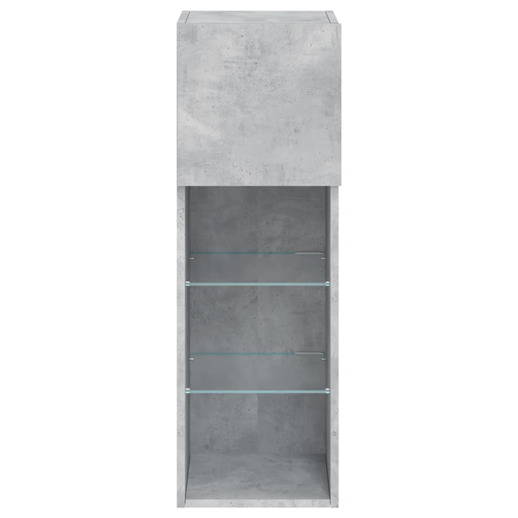 vidaXL Szafki TV, z LED, 2 szt., szarość betonu, 30,5x30x90 cm