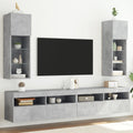 vidaXL Szafki TV, z LED, 2 szt., szarość betonu, 30,5x30x90 cm