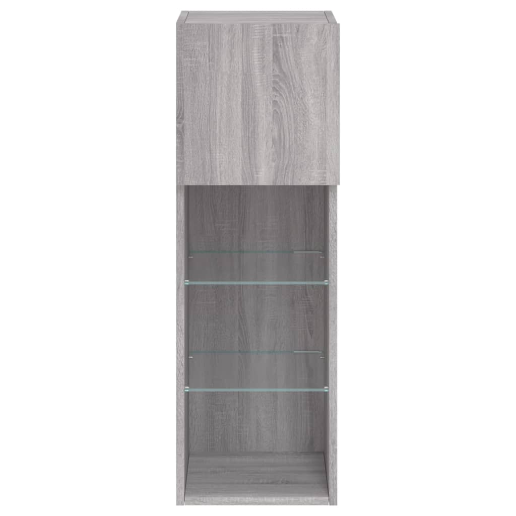 vidaXL Szafka TV, z LED, szary dąb sonoma, 30,5x30x90 cm