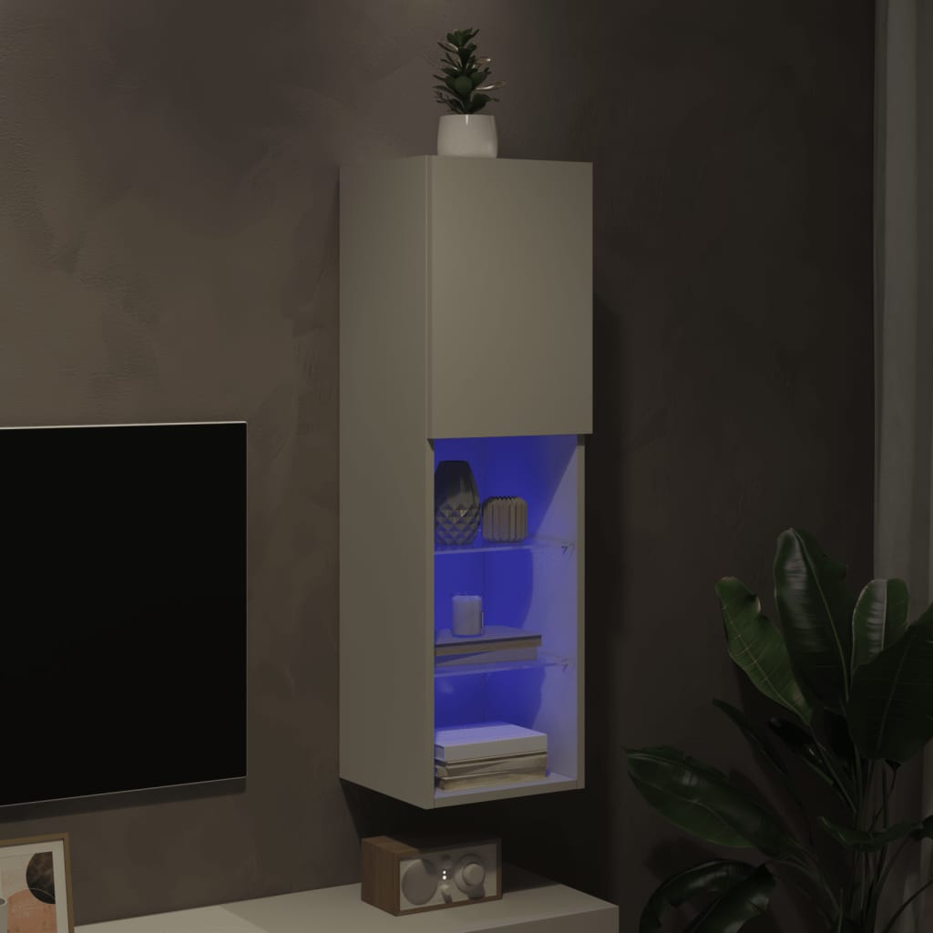 vidaXL Szafka TV, z LED, biała, 30,5x30x102 cm