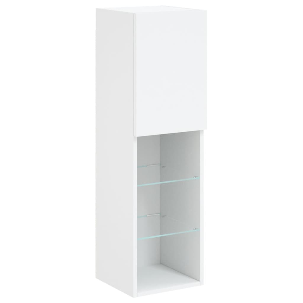 vidaXL Szafka TV, z LED, biała, 30,5x30x102 cm