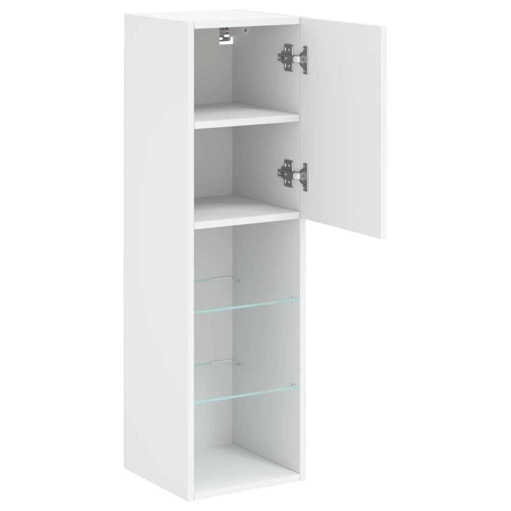 vidaXL Szafka TV, z LED, biała, 30,5x30x102 cm