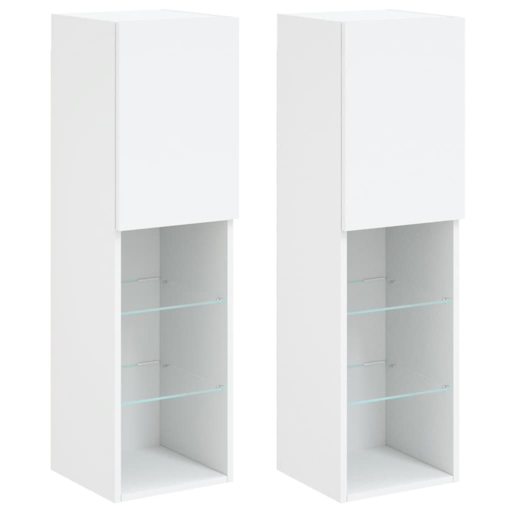 vidaXL Szafki TV, z LED, 2 szt., białe, 30,5x30x102 cm
