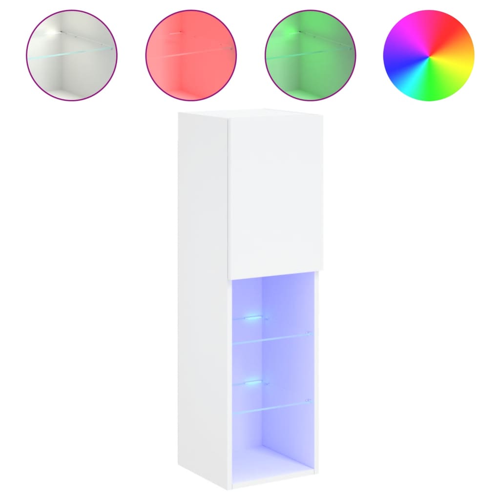 vidaXL Szafki TV, z LED, 2 szt., białe, 30,5x30x102 cm