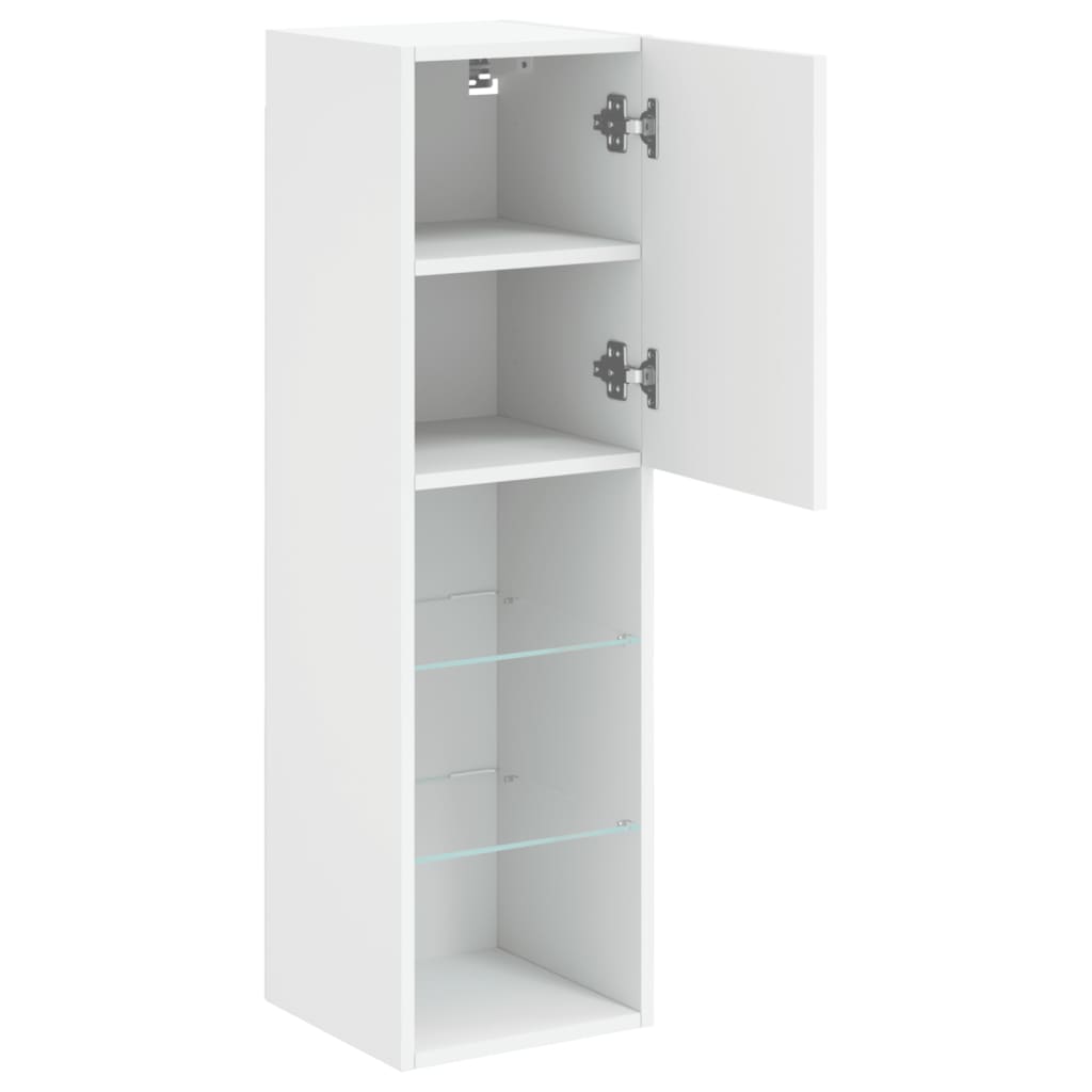 vidaXL Szafki TV, z LED, 2 szt., białe, 30,5x30x102 cm