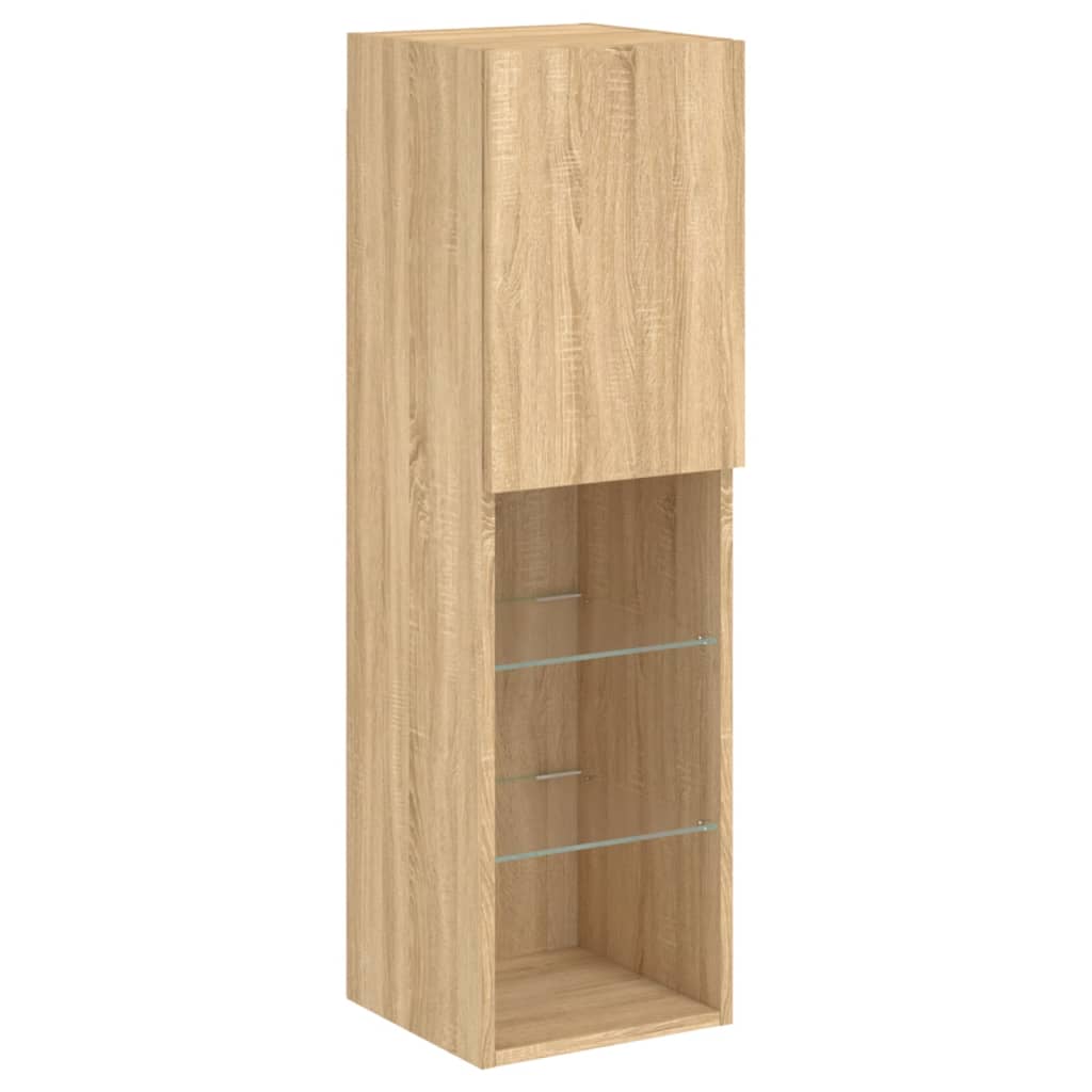 vidaXL Szafka TV z LED, dąb sonoma, 30,5x30x102 cm