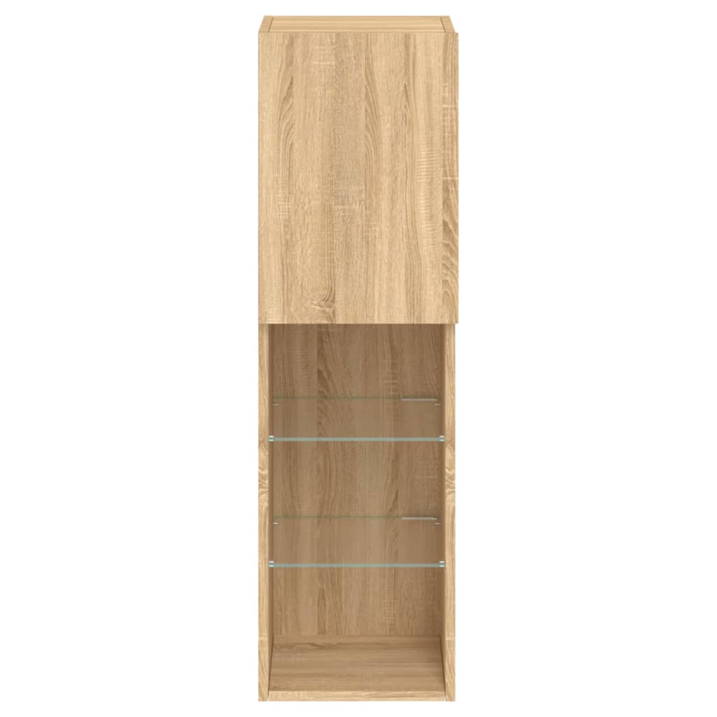 vidaXL Szafka TV z LED, dąb sonoma, 30,5x30x102 cm
