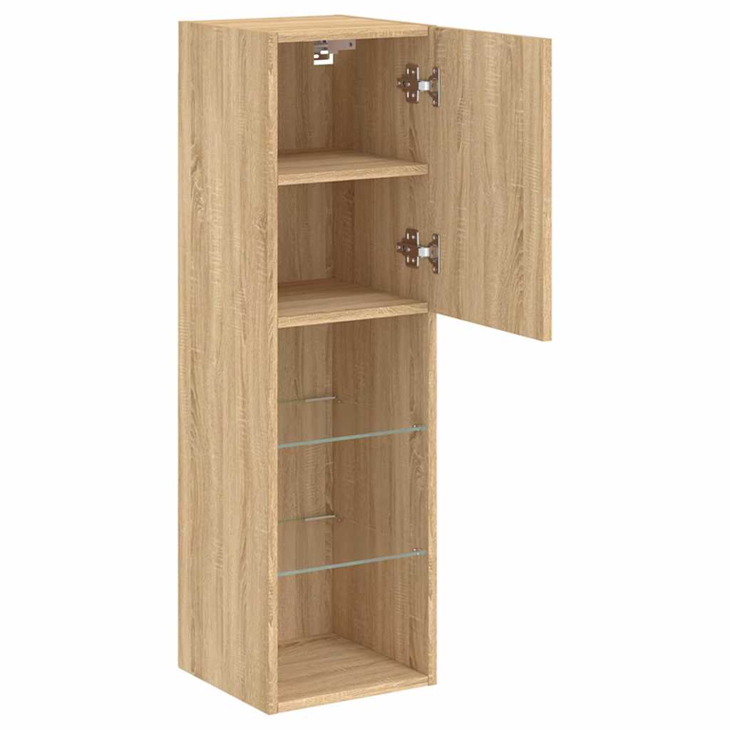 vidaXL Szafki TV, z LED, 2 szt., dąb sonoma, 30,5x30x102 cm