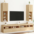 vidaXL Szafki TV, z LED, 2 szt., dąb sonoma, 30,5x30x102 cm