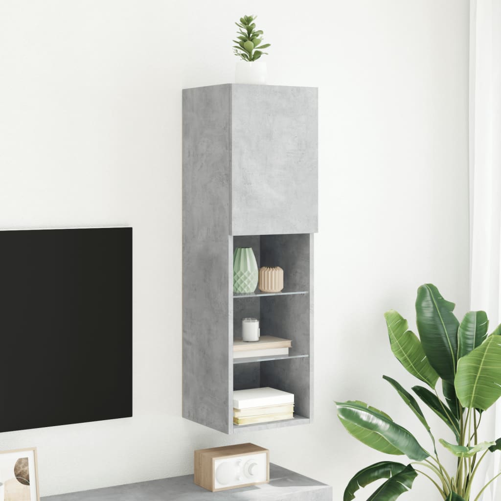 vidaXL Szafka TV z LED, szarość betonu, 30,5x30x102 cm
